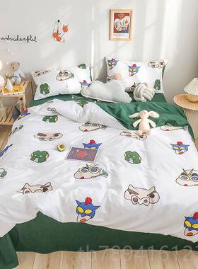 高档安晚猫全棉纯棉床卡通二次元印花四件套学宿生舍床单被品套三