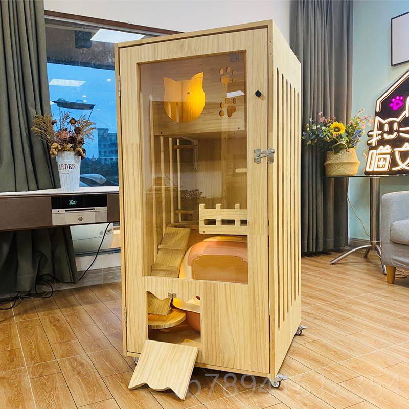 高档生实木猫别墅防水猫舍猫态展宠柜猫笼猫酒店猫房子物笼示猫床
