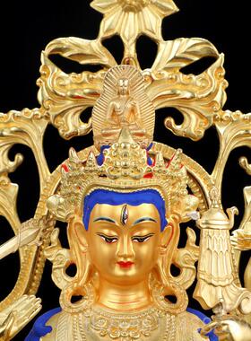 高档家供准提佛母像黄铜全金居奉9寸佛鎏堂摆件藏传准提菩萨佛像