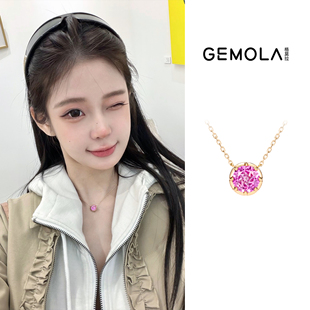 GEMOLA/格莫拉叛逆千金风粉金色3克拉泡泡锁骨项链可调节