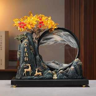 饰品办公室 时来运转流沙画摆件客厅电视柜酒柜轻奢高档高级家居装