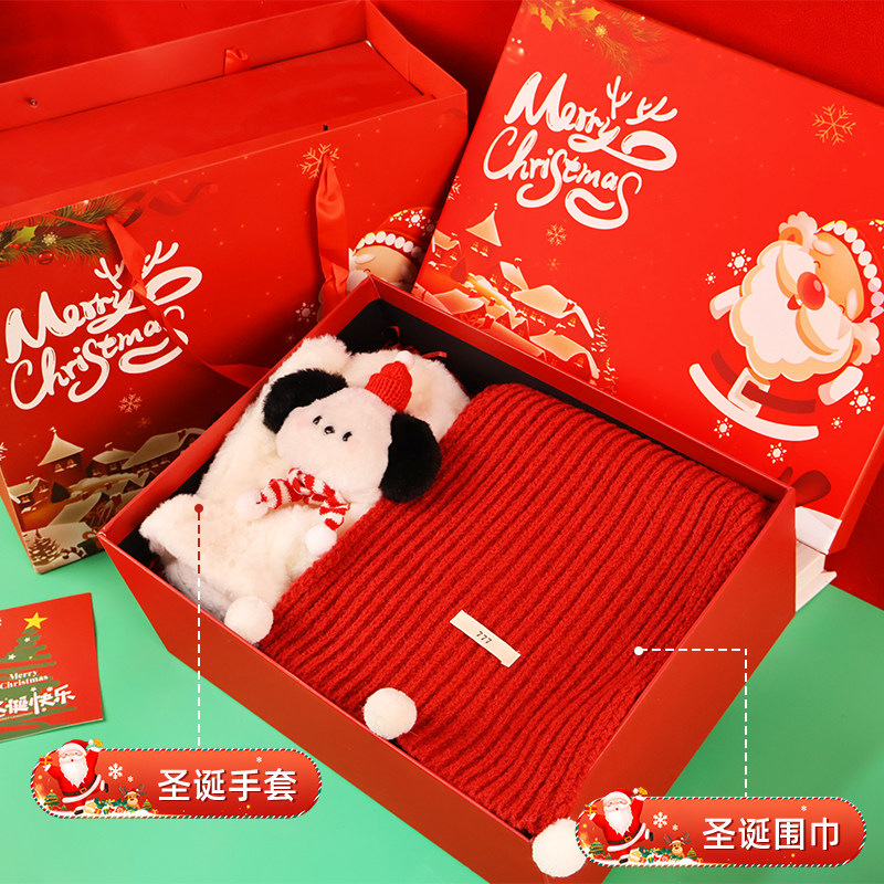 圣诞礼物可乐定制刻字圣诞围巾手套帽子送儿童男孩女生女朋友实用