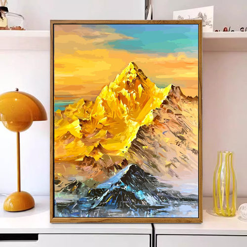 高级感风景日照金山数字油画DIY