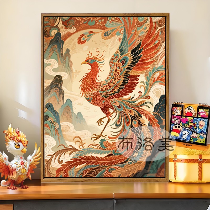 中国敦煌风凤凰DIY数字油画
