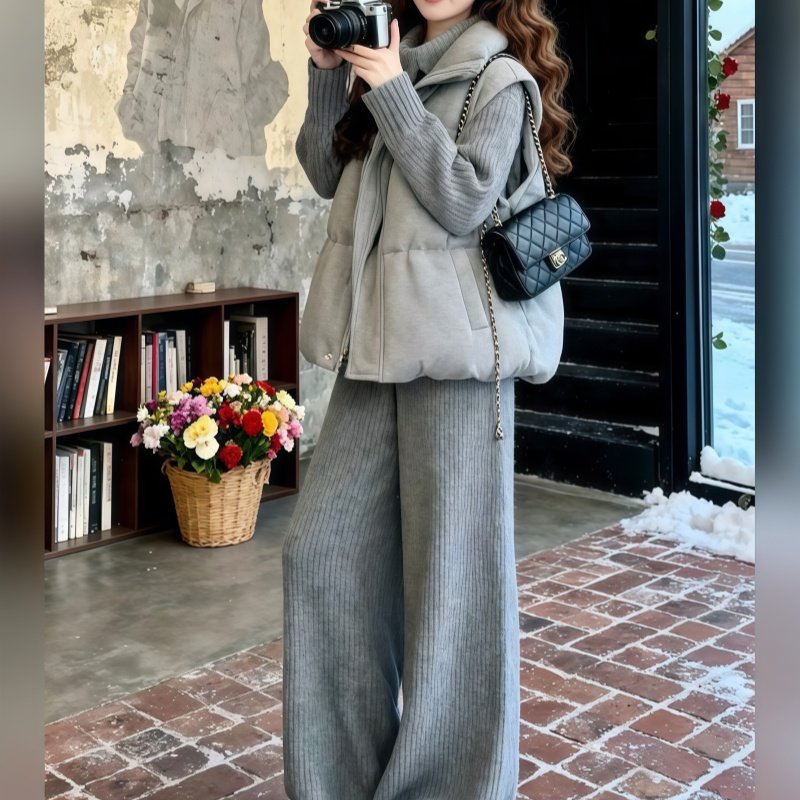 Fashion Master时尚大师冬季慵懒风马甲+高领毛织上衣+针织阔腿裤,女装/女士精品,时尚套装,淘宝优惠券,粉丝福利购,淘宝优惠卷