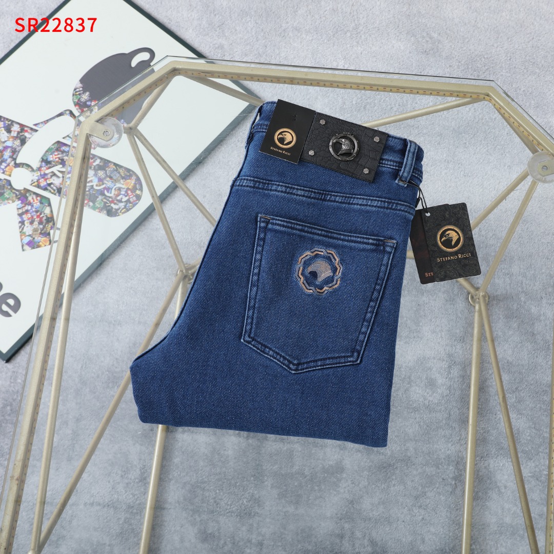 Stef*no R**ci牛仔裤2025秋冬厚新时尚SR刺绣英伦直筒30-42裤子