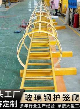 玻璃钢爬梯护笼施工外墙登高检修玻璃钢直梯厂家楼顶安全梯子