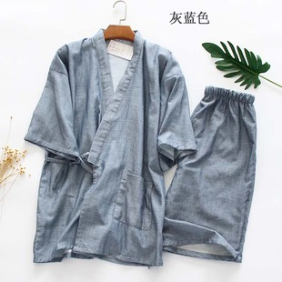 短袖 凉快男士 浴衣全棉z日式 睡衣夏季 纱布和服家居服汗蒸夏甚 短款