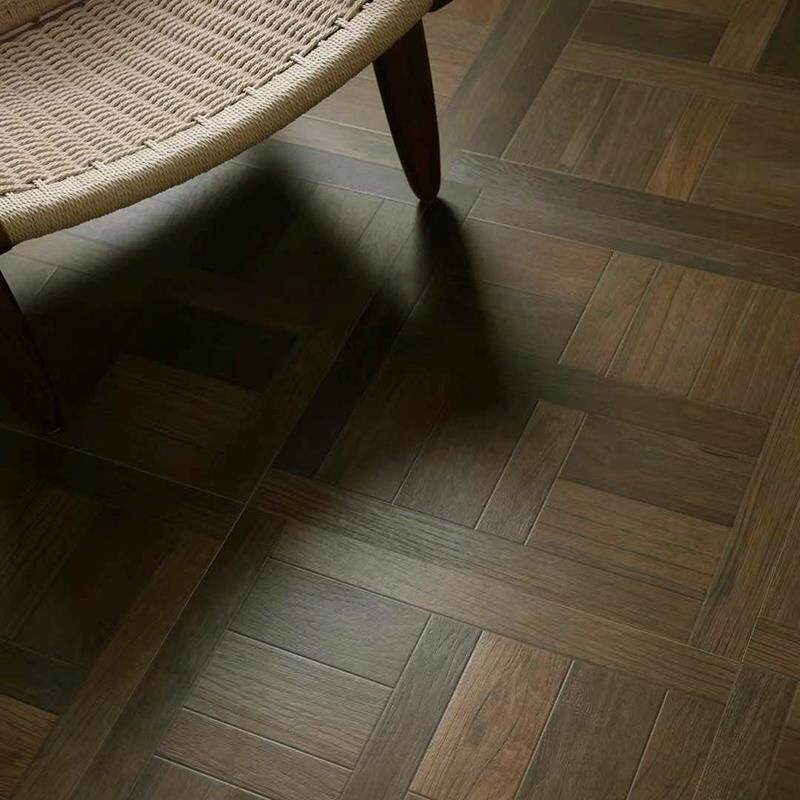 中古风彷木纹地板客厅饭厅卧室实木地砖酒店民宿咖啡厅胡桃色瓷砖