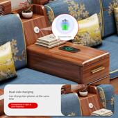 胡桃木实木沙发现代简约客厅小户型直排四人位组合木质沙发新中式