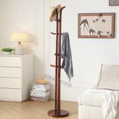 高档圆盘底座圆柱落地衣架全实木衣帽架挂衣晾衣架简约卧室衣帽架