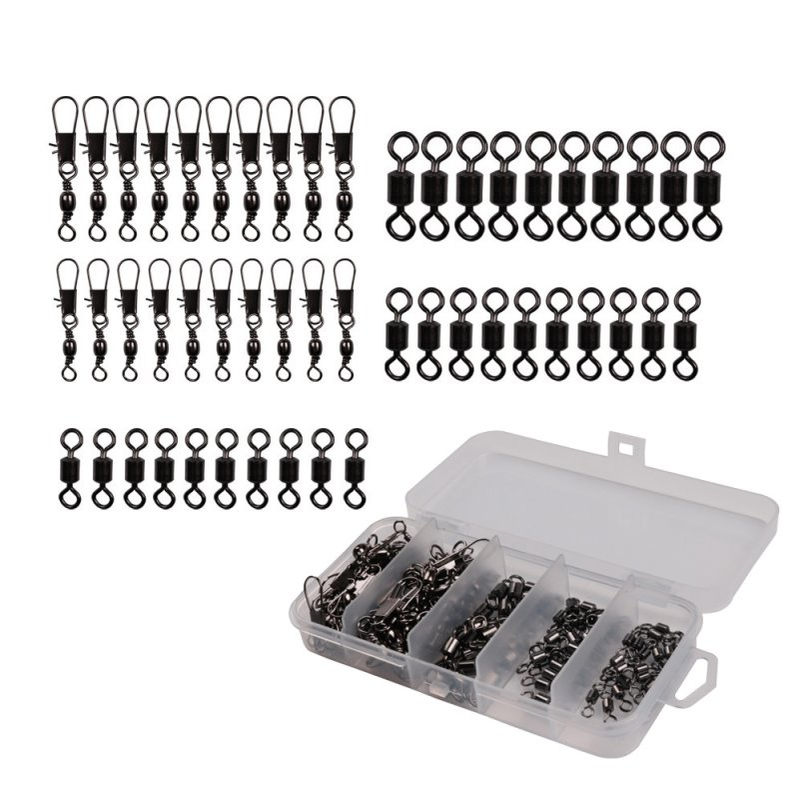 路亚50只装120g套装八字环和前导线大小眼B型樽型转环连接器配件