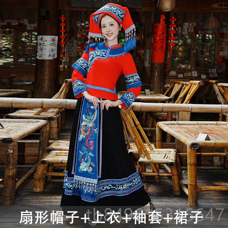 高档新款西三三族服装成人少数民族女演出服长裙月壮刺绣盛装广舞