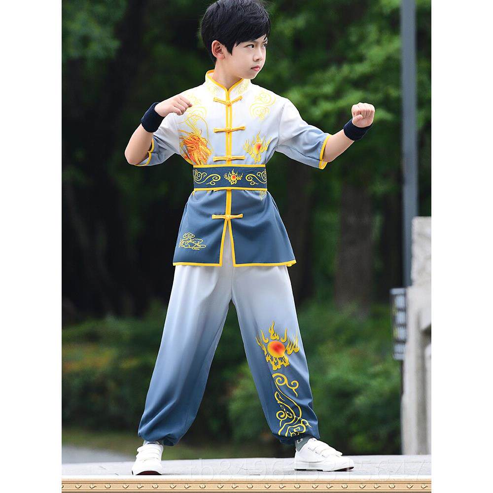 高档儿童武术比赛打鼓舞舞龙狮功服装学生中风男夫女体考元旦演出