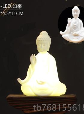 正品创德化白瓷意中式如来观地无相音佛像摆件工艺品家居玄关藏柜