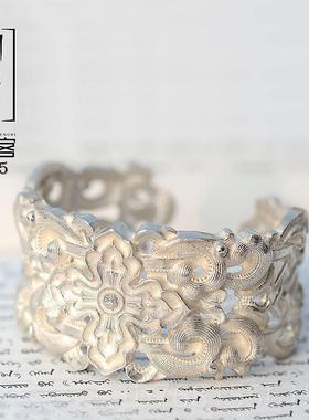 正品银手镯友手纯工银个性镯子民族风男女款情人礼物送女节送妈妈