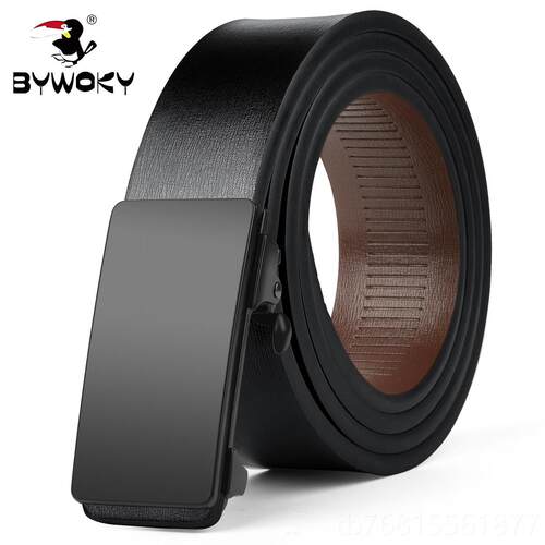 正品BYWOKY 带无牙无孔平滑扣男真皮腰带牛皮青年皮内扣带裤正品