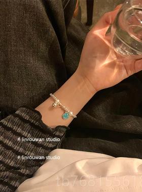 正品林完 通体纯银款滴油笑脸手力链女银珠弹绳手串2肉024新春夏