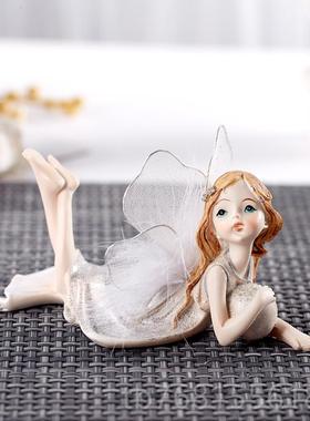 正品装欧式芭蕾天使花仙子跳舞孩饰人物家居品树脂摆女件创意生日