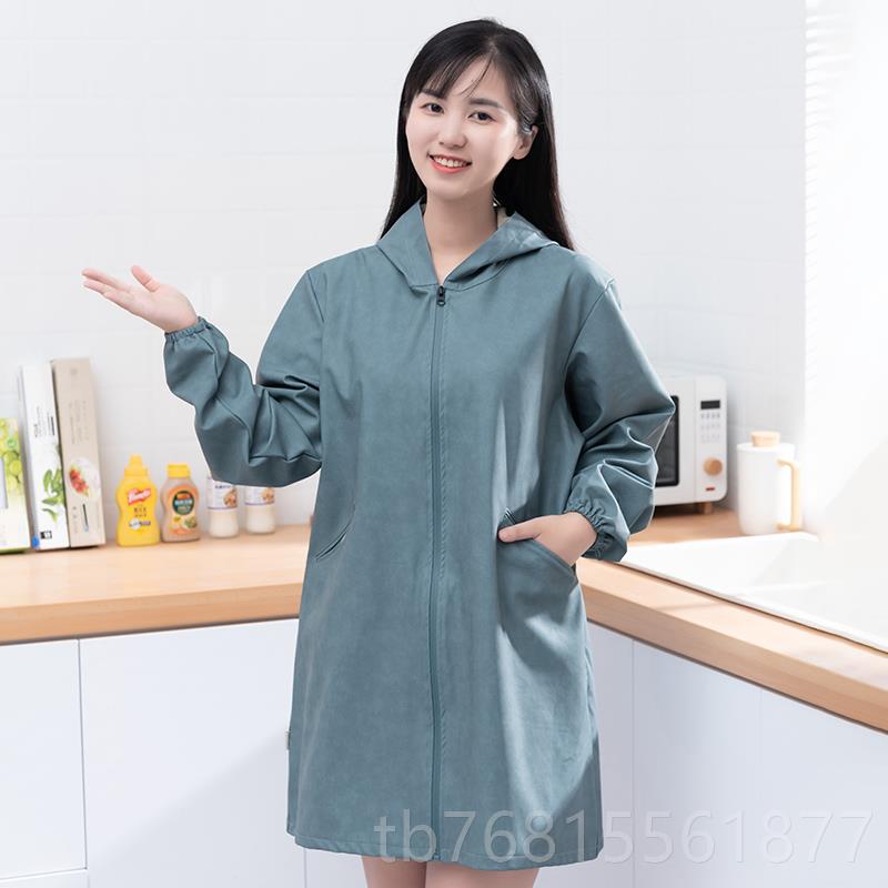 正品围裙衣大人时尚可防水女爱日系韩版袖家用厨房防油长外套工作