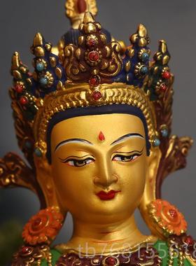 正品绿度母佛像纯工铜绘上彩色艺传密宗家用佛堂观音供奉佛像摆藏