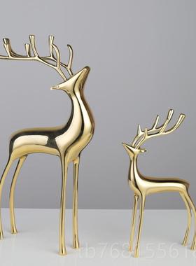 正品全铜鹿书柜酒柜客厅铜鹿礼摆件房新饰品欧式美式样板装间新婚