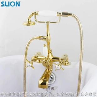 浴缸龙头复古英伦风坐落地式 全黄铜落地式 冷热混水阀浴缸龙头