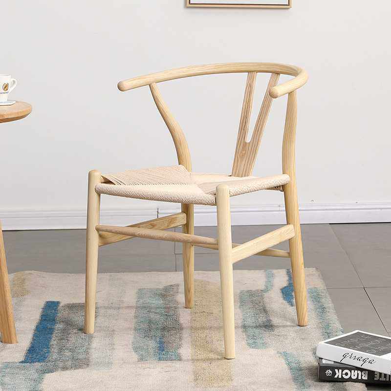 北欧实木简约餐椅榉木y椅餐椅休闲白蜡木餐椅新中式靠背椅y椅