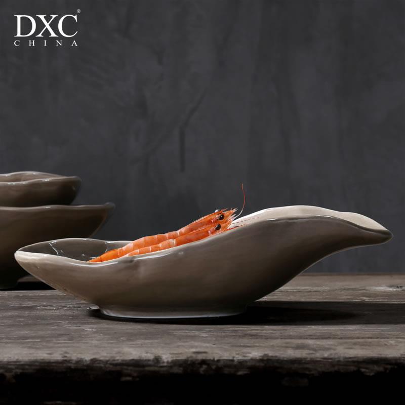 DXC创意陶瓷盘子 家用中式汤盘深盘 个性酒店餐厅菜盘甜品盘餐具
