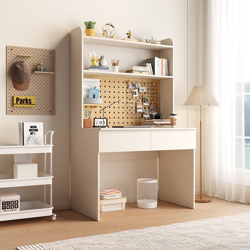 实木书桌书架一体桌简约洞洞板收纳置物架家用办公电脑学生学习桌