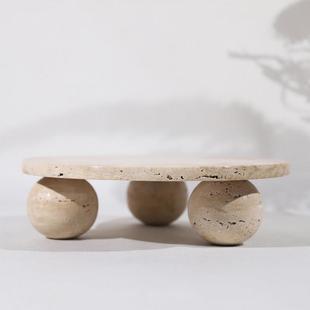 饰客厅展厅样板间茶几桌面装 石灰华高托盘装 饰 Sabi风格 创意Wabi