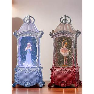 梦幻宫殿芭蕾舞旋转音乐盒飘落的雪水晶球女孩生日礼物音乐盒公主