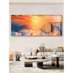 泰山日出图挂画客厅沙发背景墙装饰画2025新款高级感日照金山壁画