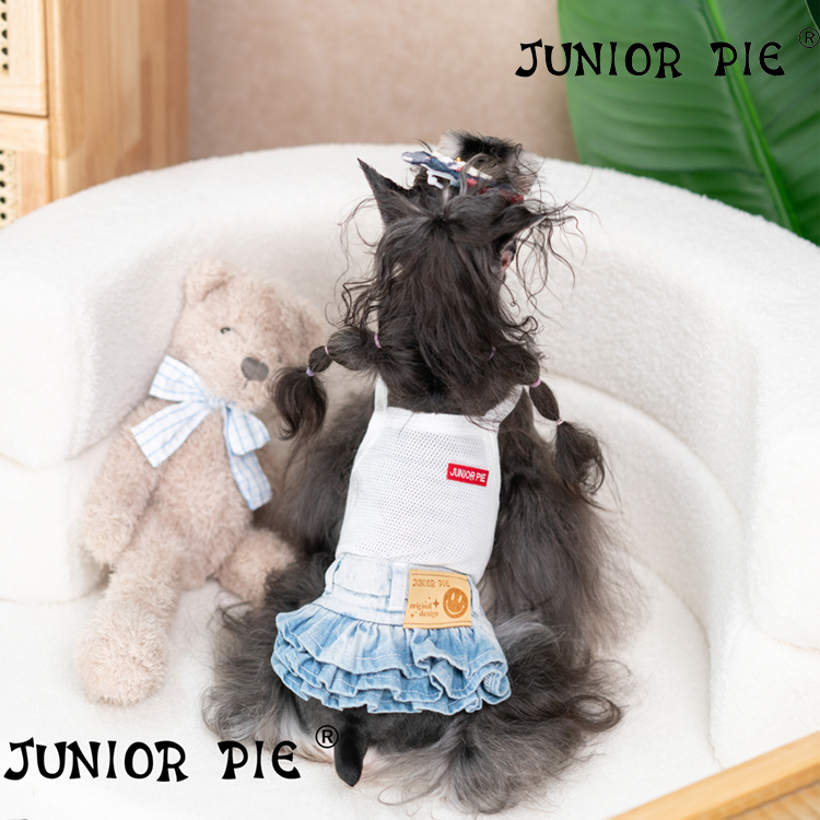 Junior Pie宠物狗衣服秋冬款新款水洗牛仔裙打底裙泰迪小型犬背心