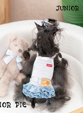 Junior Pie宠物狗衣服秋冬款新款水洗牛仔裙打底裙泰迪小型犬背心