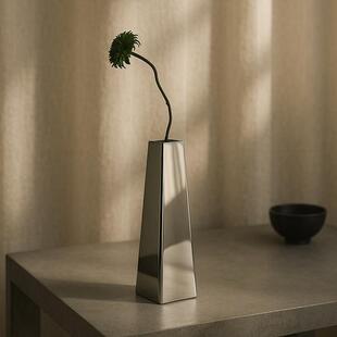 轻奢意式不锈钢花瓶客厅插花餐桌玄关侘寂极简摆件高级送礼装饰品