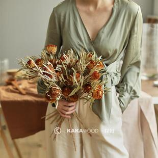 进口北欧佛塔亚针垫花天然干 干燥花干 干燥花花束客厅摆设