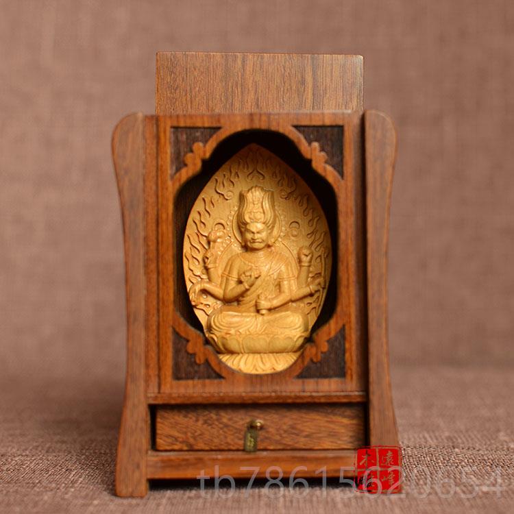 高档爱染明王唐密宗像雕 随佛雕身佛龛袖珍佛堂黄杨木精工艺品