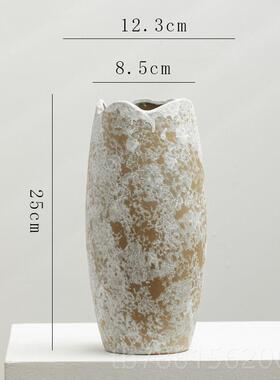 高档复古侘风陶花瓶瓷中式摆件客厅插花轻罐奢高级感陶彷真鲜花专