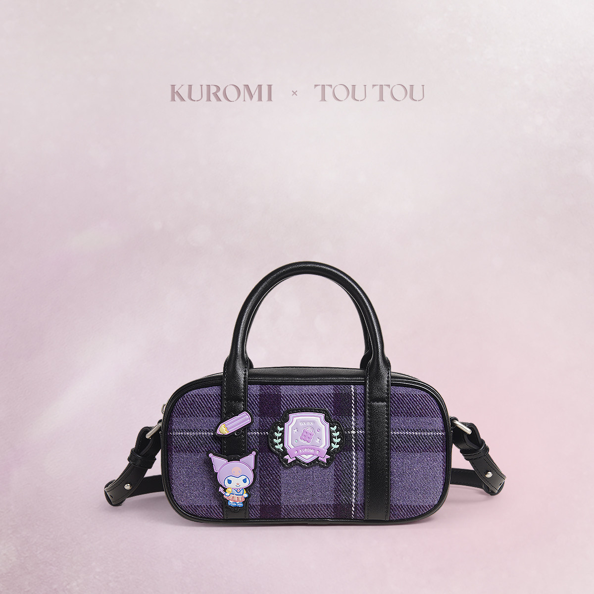 TOUTOUkuromi库洛米格纹波士顿保龄球包单肩斜挎包女儿童生日礼物,箱包皮具/热销女包/男包,通用款女包,淘宝优惠券,粉丝福利购,淘宝优惠卷