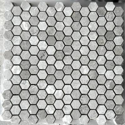 天然石材马赛克瓷砖tile灰色marble大理石六边形六角砖墙贴