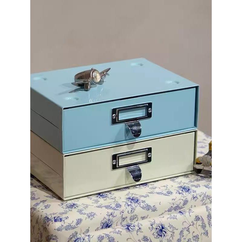 达顿金属抽屉小收纳箱办公室书桌组织者收纳箱可堆叠的杂项文件存