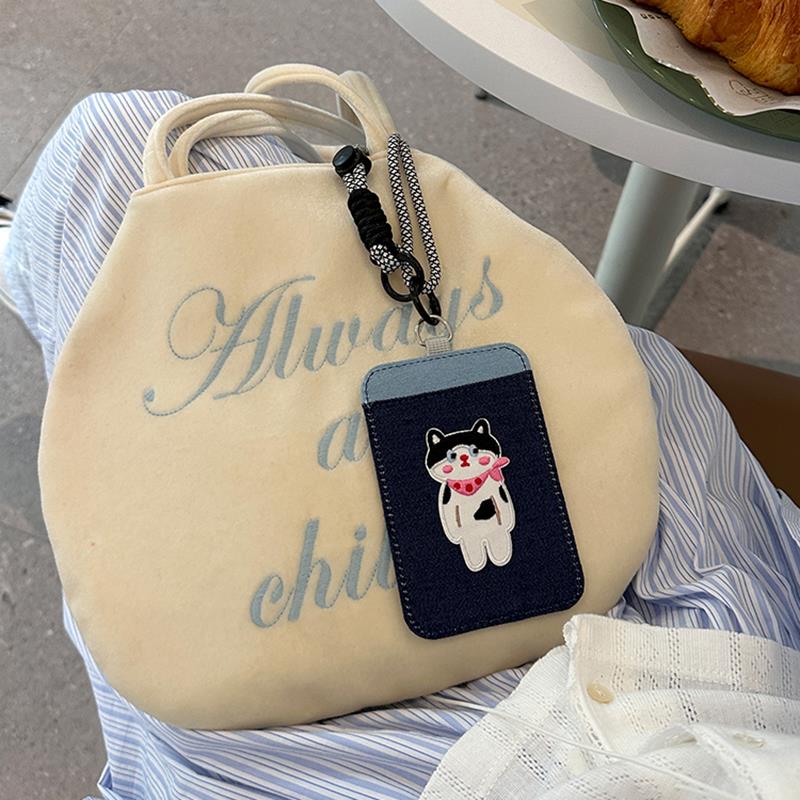 工牌卡套挂绳证件套饭卡双卡工卡包挂脖工牌套便捷软防丢刺绣校园