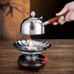 304烧水壶酒精炉煮茶器 户外酒精茶炉防风野营便携酒精灯茶具套装
