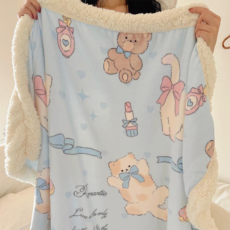 可爱爆表｜卡通牛奶绒毛毯羊羔绒沙发盖毯子加厚珊瑚绒办公室午睡