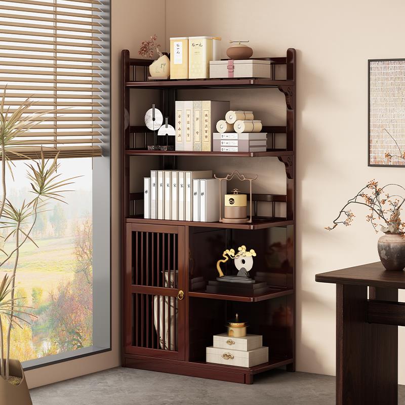 茶室博古架摆件展示柜新中式小型茶柜置物架非实木多层转角收纳柜