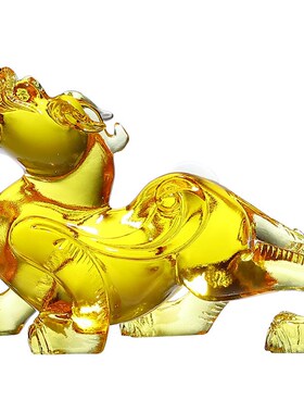 琉璃招财镇宅貔貅摆件一对金黄色水晶工艺品客厅装饰乔迁礼品中式