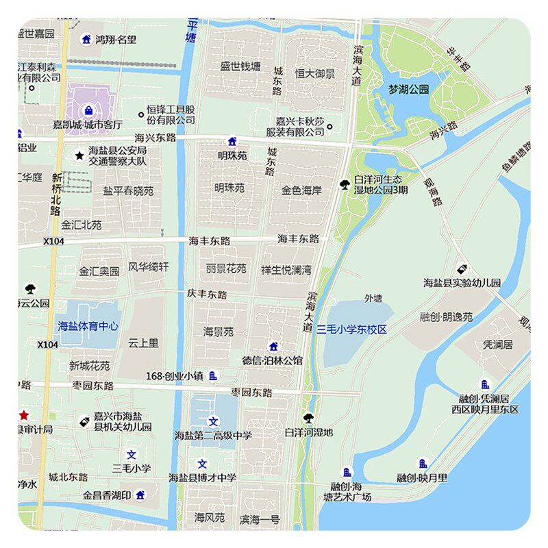 海盐县城区图2025定制市区地图街道图新版楼盘小区中介办公室挂图