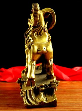 精选铜羊摆件招财风水纯铜领头羊摆件生肖羊办公室客厅工艺品大号