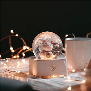 精选充电水晶球音乐盒八音盒飘雪夜灯生日礼物送女孩儿童男十12岁